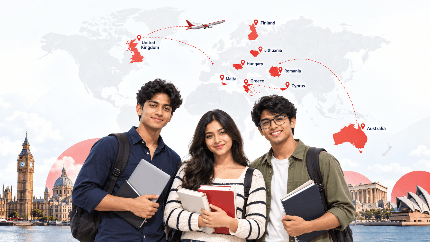 Students celebrating their study abroad offers