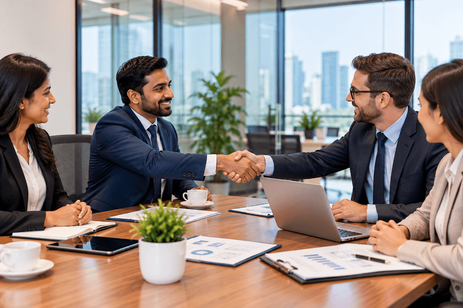 Business partners shaking hands